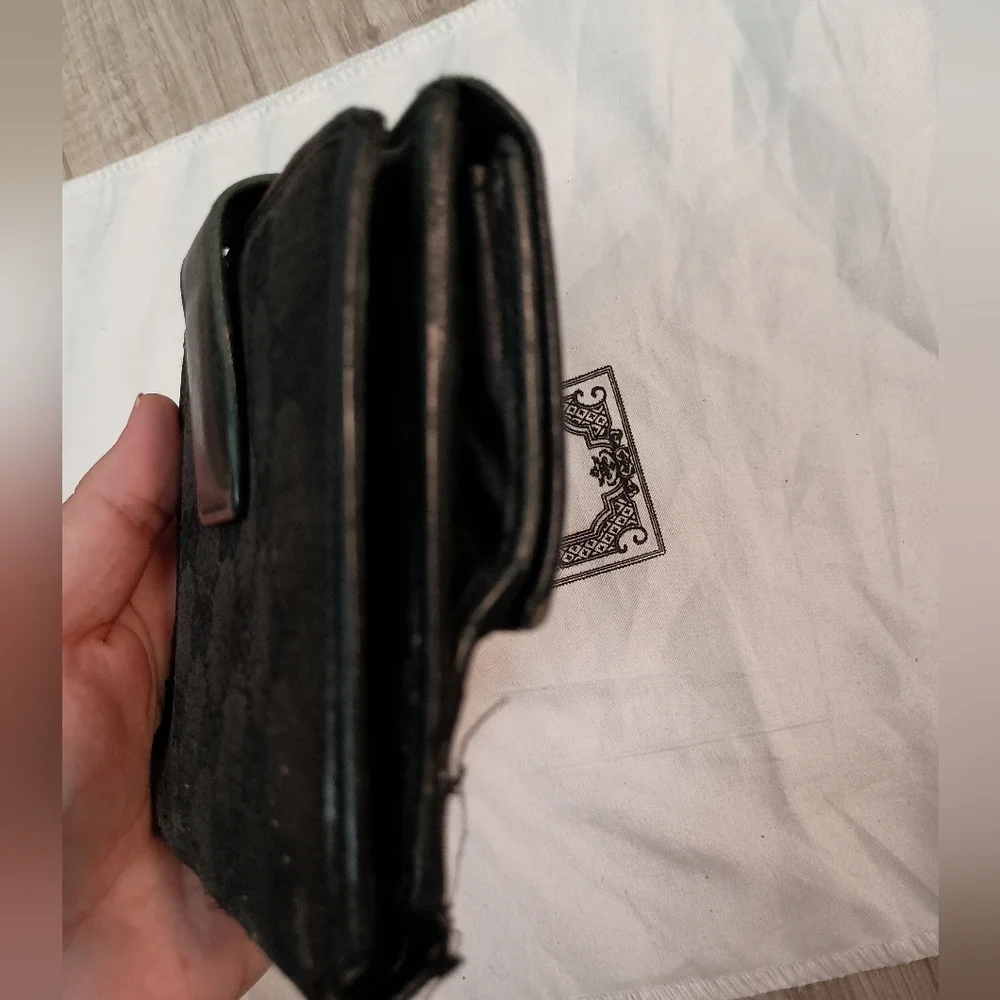GUCCI W Hook Wallet GG Canvas Canvas x Leather Authentic